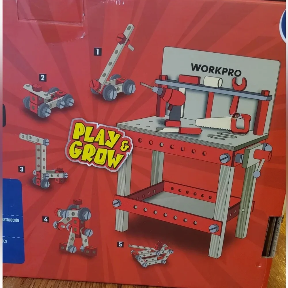 NEW (open box) WORKPRO Wooden Workbench Kit Kids Tool Bench 70PC Building Set